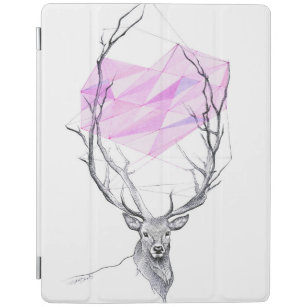 Deer and pink geometric heart drawing Animal art iPad Smart Cover