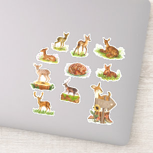 Deer and Plant Custom-Cut Vinyl Sticker