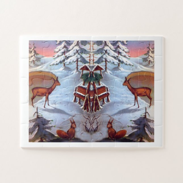 Deer and squirrels vintage art jigsaw puzzle (Horizontal)