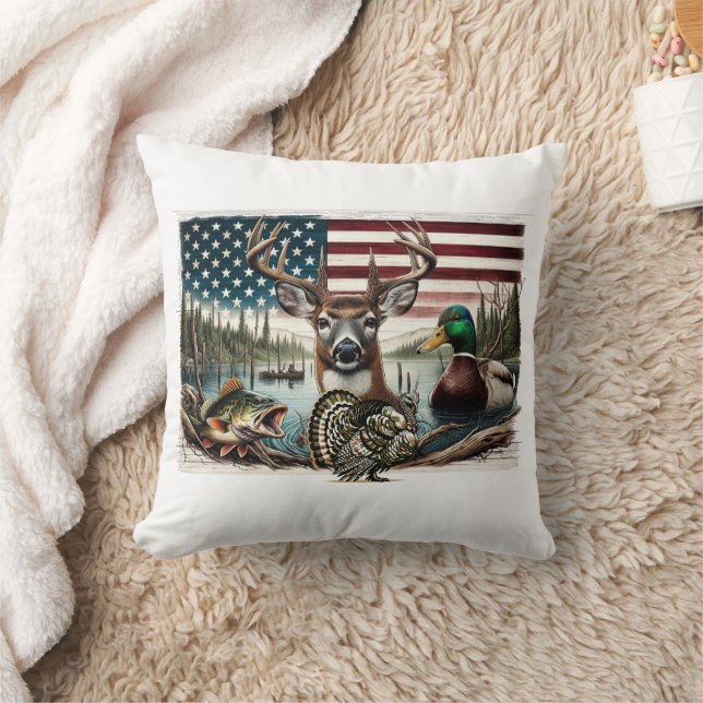 Deer and USA Country Cushion (Blanket)