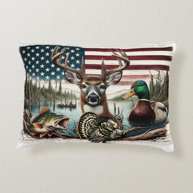 Deer and USA Country Decorative Cushion (Back)
