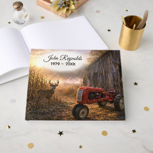 Deer and Vintage Tractor Memorial Service Guest Book