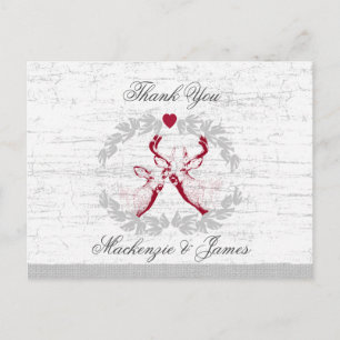 Deer and Wreath Birch Look Thank You Postcard