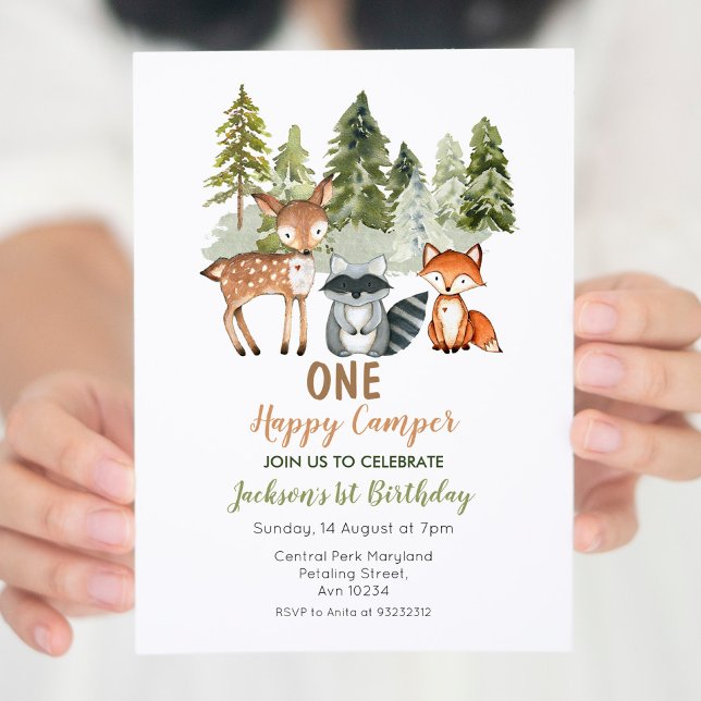 Deer animal adventure camper birthday invitation (Creator Uploaded)