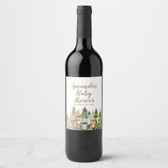Deer animal adventure Camper Shower Wine Label (Front)