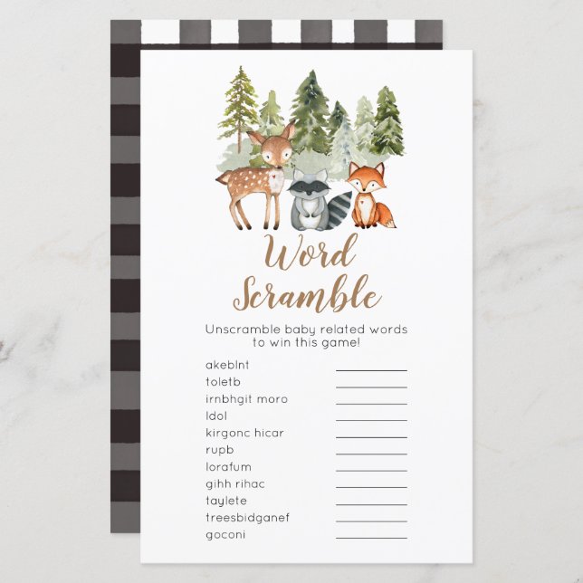 Deer animal adventure Camper Word Scramble (Front/Back)