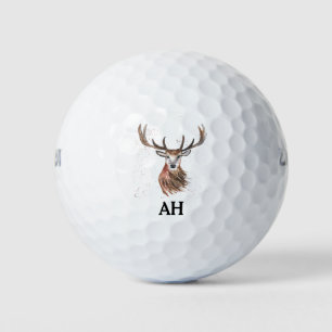 Deer Animal Antlers Monogram Hunting Buck Forest Golf Balls