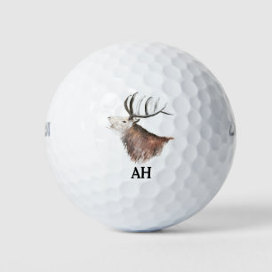Deer Animal Antlers Monogram Hunting Buck Forest Golf Balls