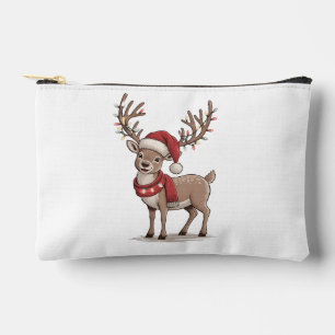 Deer Animal Christmas Deer Santa Hat Xmas Accessory Pouch