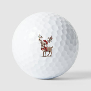 Deer Animal Christmas Deer Santa Hat Xmas Golf Balls