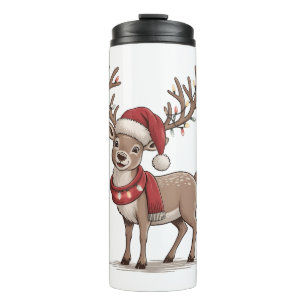 Deer Animal Christmas Deer Santa Hat Xmas  Thermal Tumbler