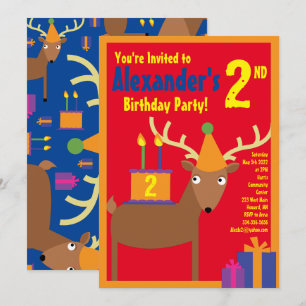 Deer Animal Kid's Birthday Party Invitations