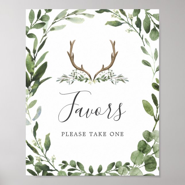 Deer Antler Baby Shower Favours Sign (Front)