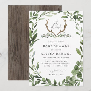 Deer Antler Baby Shower Invitation Woodland