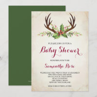 Deer Antler Baby Shower Invite - Christmas