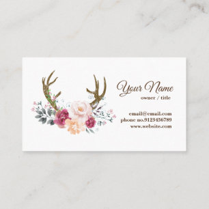 deer antler, flowers business card