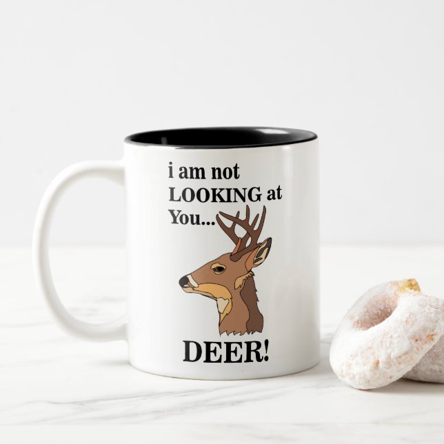 Deer Antler Funny Two-Tone Coffee Mug (With Donut)