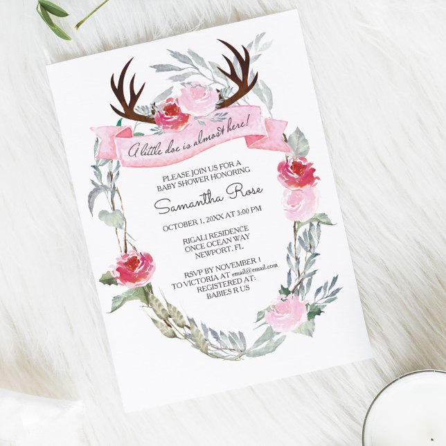 DEER ANTLER Girl Baby Shower Invite (Creator Uploaded)