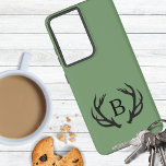 Deer Antler Monogram Samsung Galaxy Case<br><div class="desc">This cell phone case with deer antler graphic has an outdoor rustic appeal. Personalise it with your desired initial.</div>