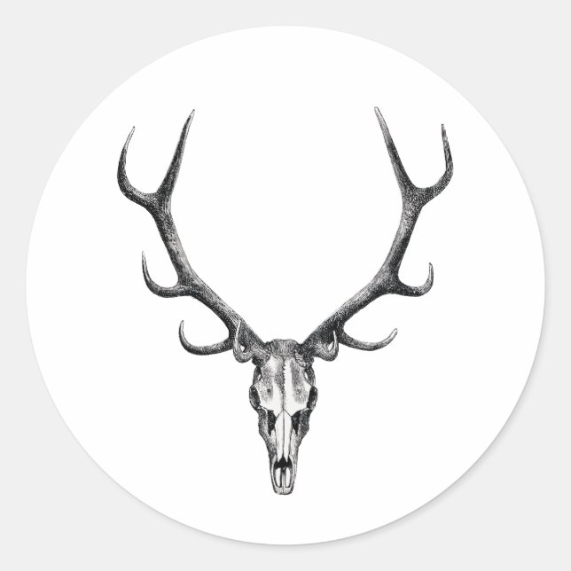 Deer Antler Skeleton Skull Sticker (Front)