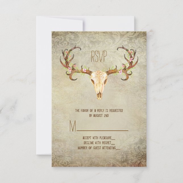 Deer Antler Southwestern Wedding RSVP (Front)