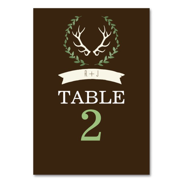 Deer Antler Wedding Table Card (Front)