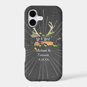 Deer Antler Wildflower Starburst Rustic Mr and Mrs