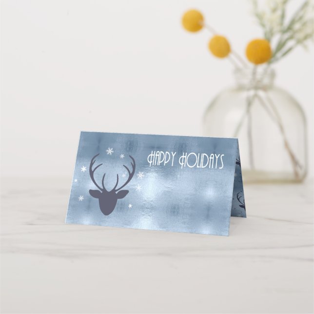 Deer Antlers Arrows Christmas Blue ID861 Place Card (Front)