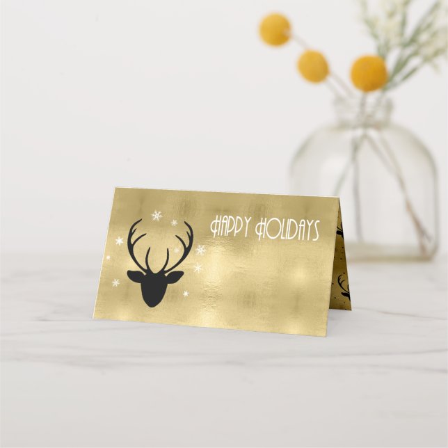 Deer Antlers Arrows Christmas Gold ID861 Place Card (Front)