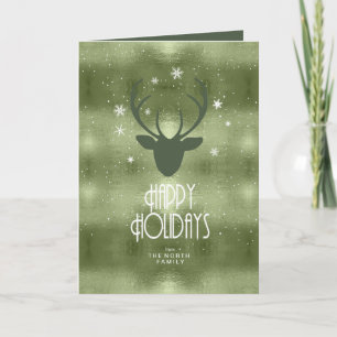Deer Antlers Arrows Christmas Green ID861 Holiday Card
