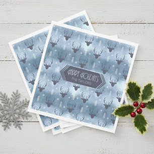 Deer Antlers Arrows Christmas Pattern Blue ID861 Napkin