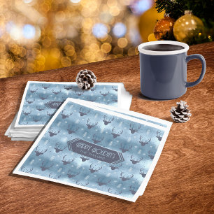 Deer Antlers Arrows Christmas Pattern Blue ID861 Napkin