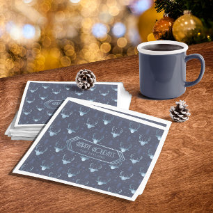 Deer Antlers Arrows Christmas Pattern Blue ID861 Napkin
