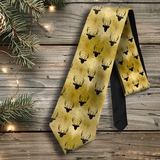 Deer Antlers Arrows Christmas Pattern Gold ID861 Tie (Creator Uploaded)