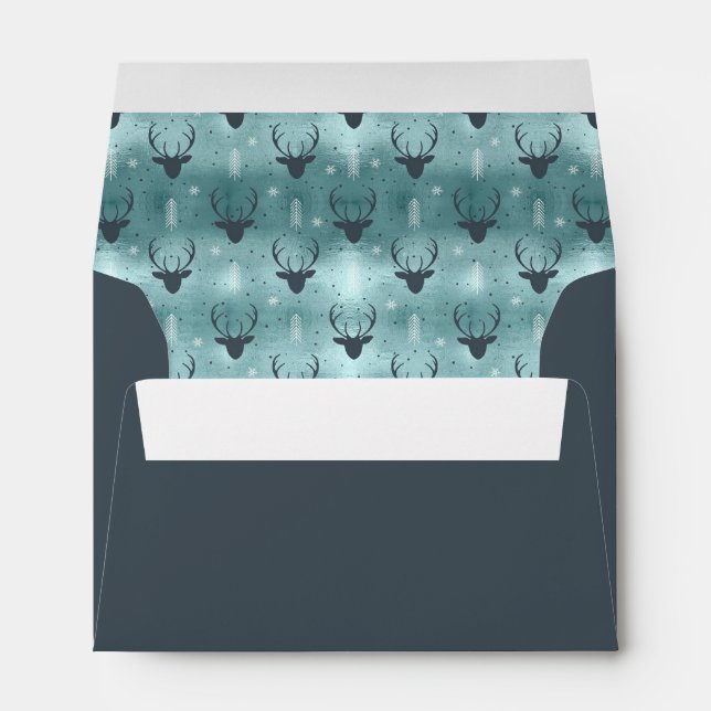 Deer Antlers Arrows Christmas Pattern Teal ID861 Envelope (Back (Bottom))