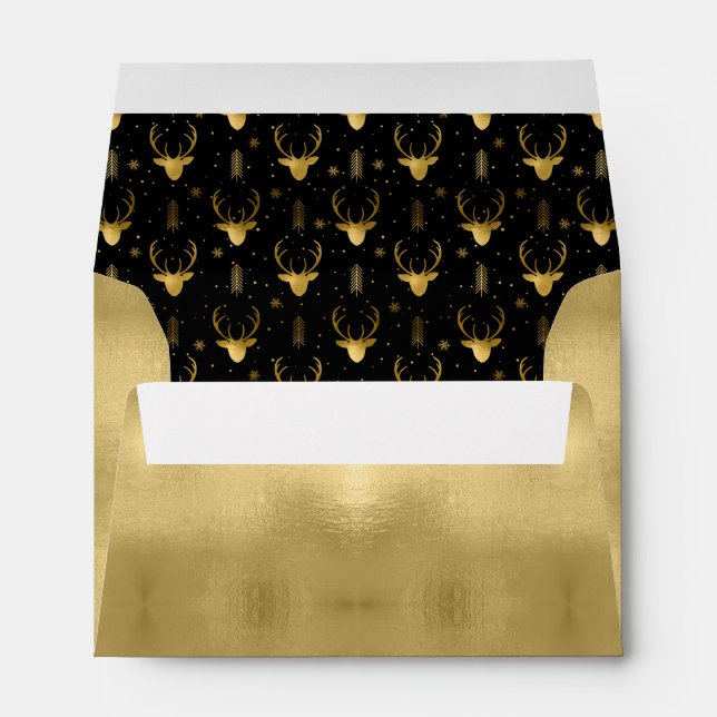 Deer Antlers Arrows Christmas Pattern V2 Gld ID861 Envelope (Back (Bottom))