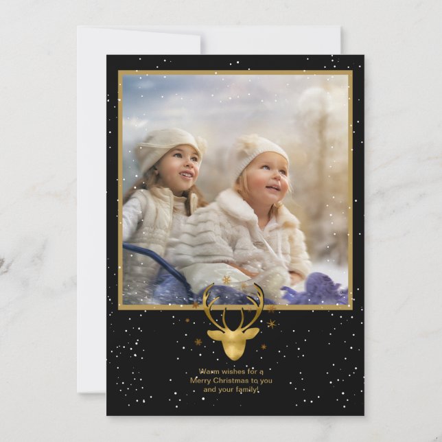 Deer Antlers Arrows Christmas Photo Gold ID861 Announcement (Back)