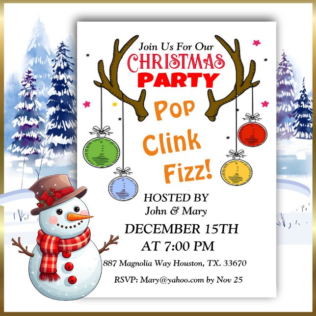 Deer Antlers Christmas Invitation (Creator Uploaded)