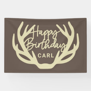Deer antlers Happy Birthday custom Banner
