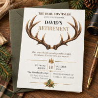 Deer Antlers Hunting Retirement Rustic Woodland