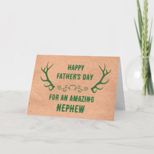 Deer Antlers Nephew Happy Father's Day Card
