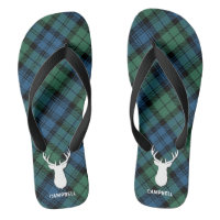 Deer Antlers Personalised Tartan Plaid Green Black