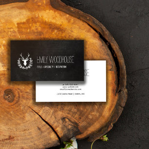 Deer Antlers Rustic Chalkboard Business Card