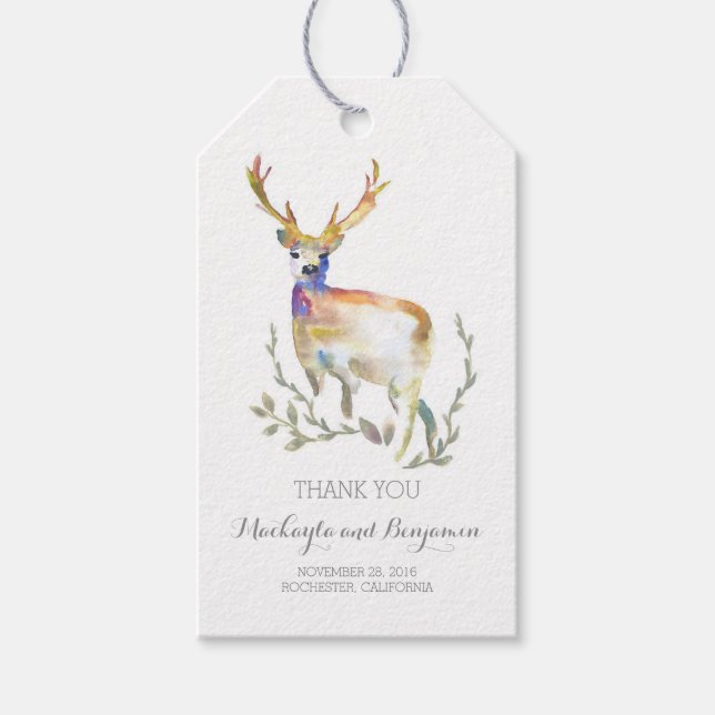deer antlers rustic wedding gift tags (Front)