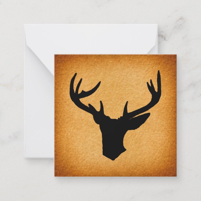 Deer Antlers Silhouette Rustic Vintage Buck Deer Card (Front)