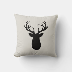 Deer Antlers Wilderness Cabin Throw Pillow