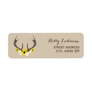 Deer Antlers + Wildflowers Address Label