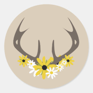 Deer Antlers + Wildflowers Sticker
