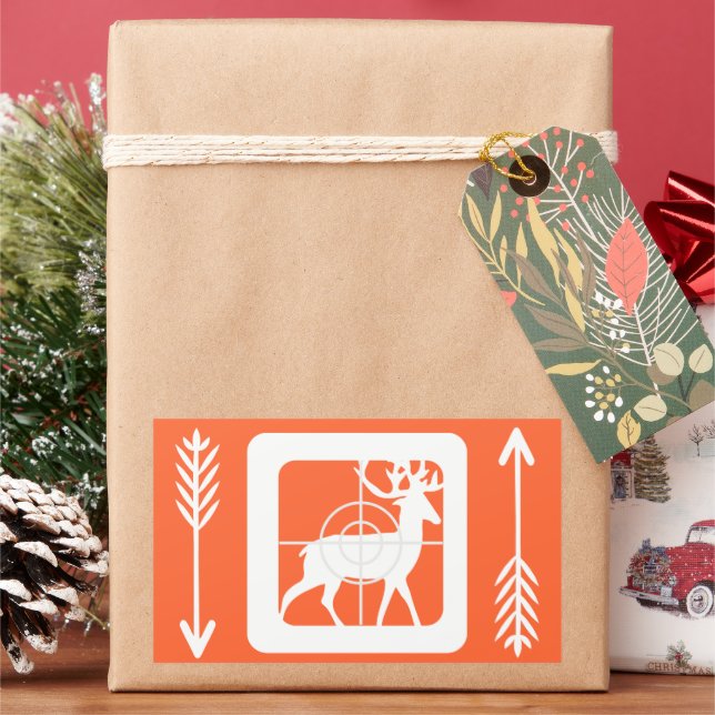 Deer Archery Season Hunter's Orange Rectangular Sticker (Holiday)