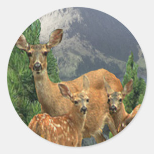 Deer art classic round sticker